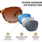 Feisedy Polarized Sunglasses For Women Classic Vintage Square Wraparound Uv400 Protection Shade B0309