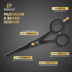 DEMAXA 5" Professional Beard Scissors for men Mustache Scissors with 1 Mustache Comb, 1 Beard Comb & Soft Pouch – Prefect Beard shears mustache kit for All Facial Hair – moustache Grooming kit for Men