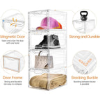 6 Pack Closet Organizers And Storage,Clear Stackable Plastic Storage Bins With Lids Magnetic Doors,Clothes Organizers And Storage,Plastic Craft Containers For Wardrobe Kitchen Bathroom Office