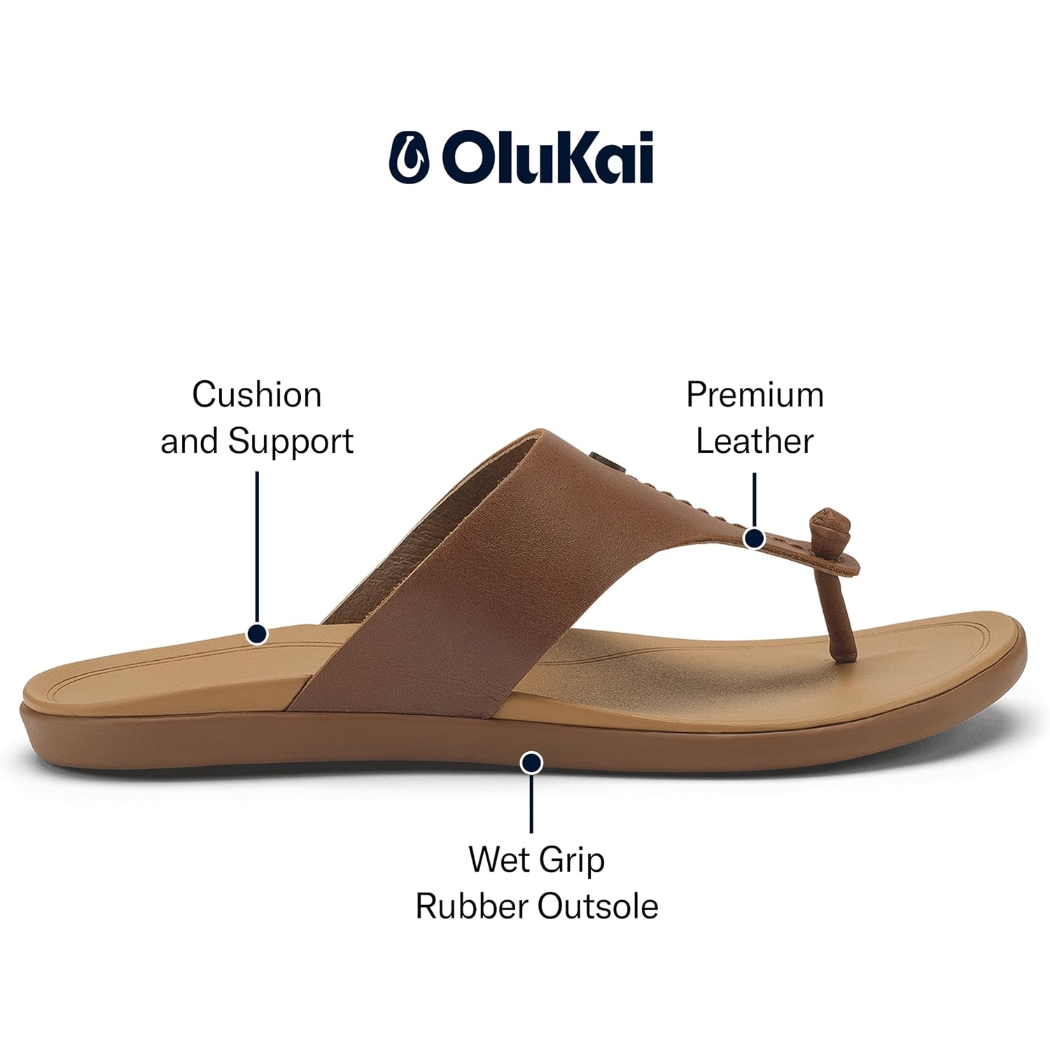 Olukai Ho'Opio Mele Women'S Leather Flip-Flop Sandal, Premium Full-Grain Leather, Comfortable Arch Support For Everyday Style