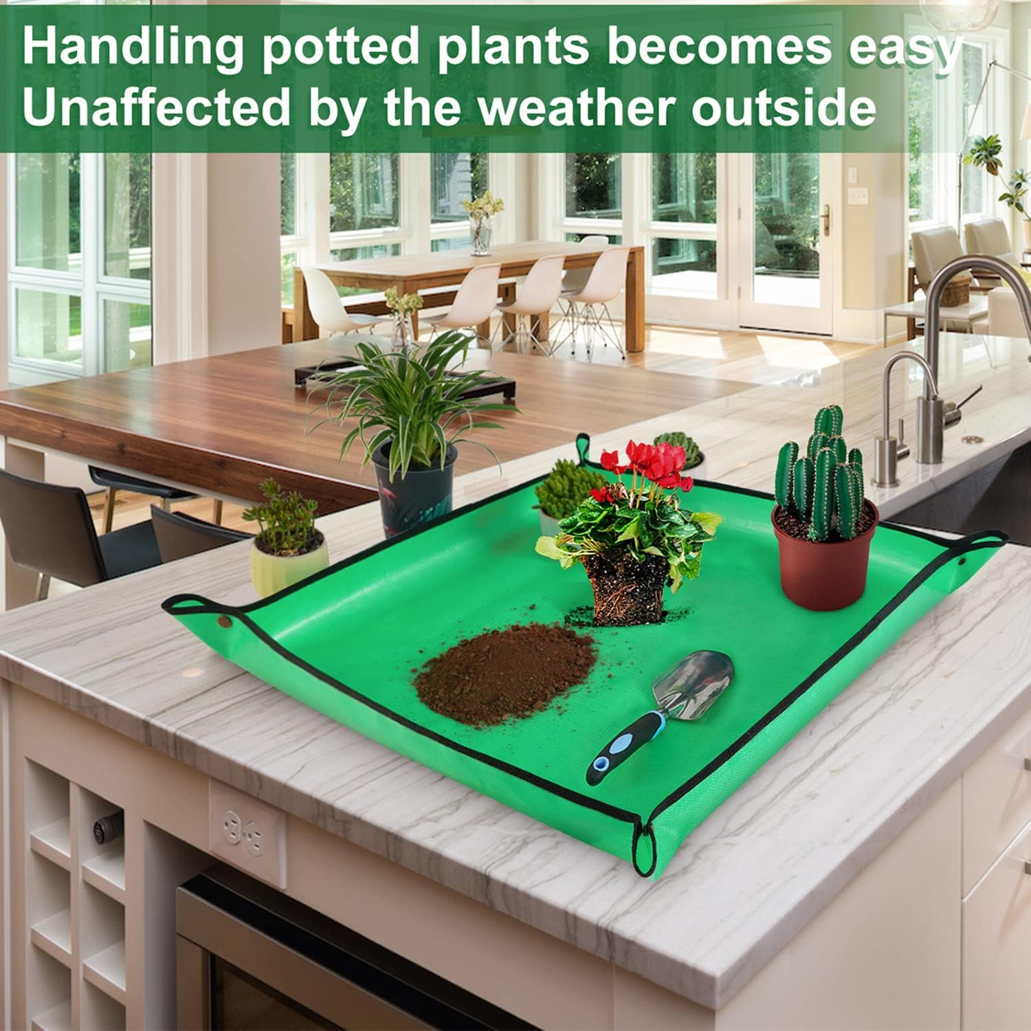 Hnxtyaob Repotting Mat For Indoor Plant Transplanting And Mess Control 27"X 27" Thickened Waterproof Potting Tray Foldable Succulent Potting Mat Portable Gardening Mat Garden Gifts For Women & Men