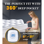 3 Inch Ultra-Fluffy Memory Foam Mattress Topper Queen for Back Pain, Soft Comfy Pillow Top Queen Mattress Topper with 4X Support, Mattress Pad with Breathable Air Mesh Sides, 6-21'' Deep Pocket