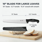 10-Inch Serrated Bread Knife With Sheath For Sourdough, German Steel | 1.4116 Stainless Steel Blade For Homemade And Artisan Loaves With Cover, Black