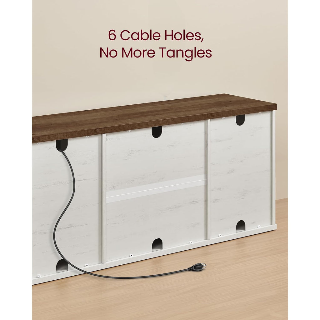 Vasagle Farmhouse Tv Stand For Tvs Up To 65 Inches, Entertainment Center With Storage Cabinets And Sliding Barn Doors, Media Console Table For Living Room, Rustic White And Honey Brown Ultv535W01