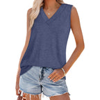 WIHOLL Tank Tops for Women Summer V Neck T Shirts Trendy Sleeveless Basic Tees Fashion Clothing