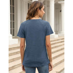 EADINVE Women Crewneck Daisy Print Short Sleeve T-Shirts Summer Faith-Hope-Love Tees Loose Fit Graphic Tops 2026 Navy