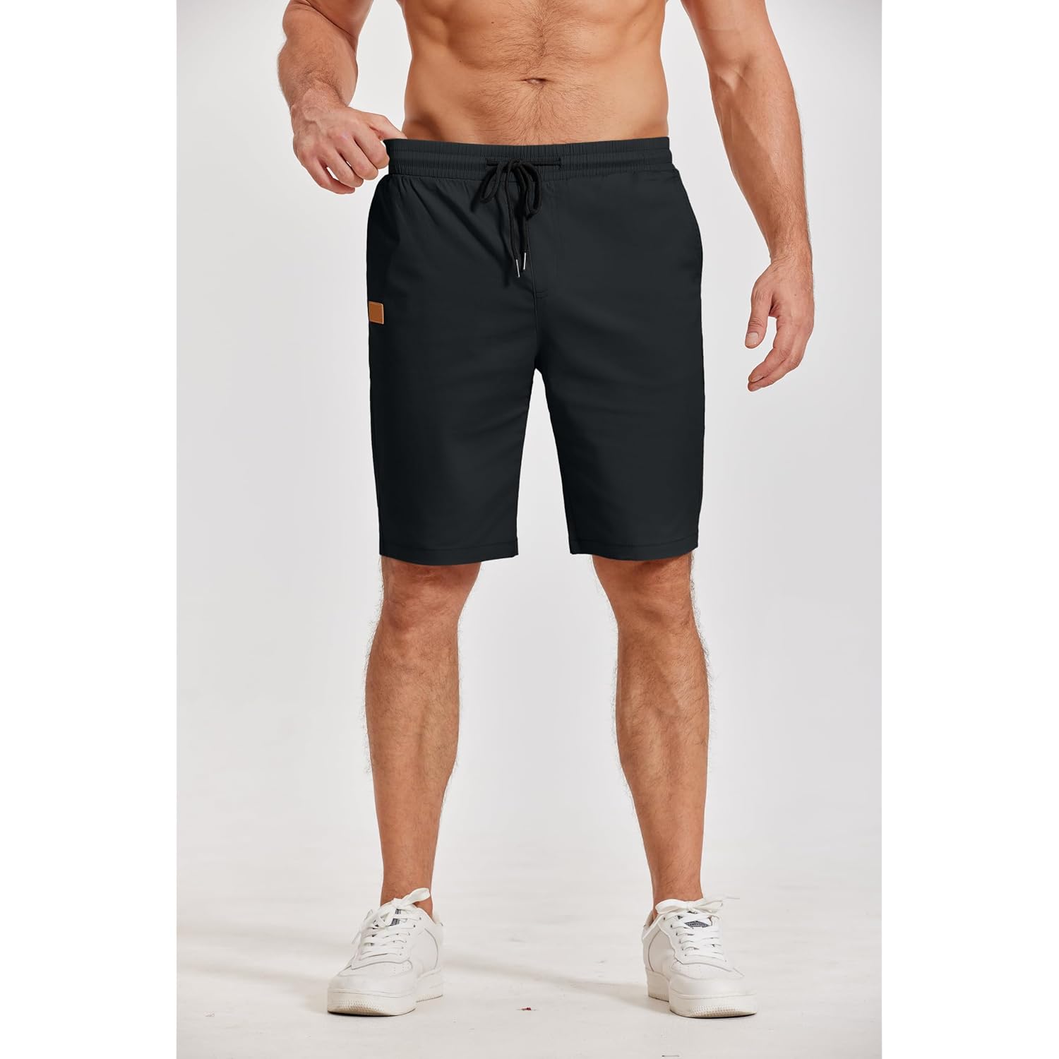 Coofandy Mens Casual Shorts Cotton Elastic Waist Drawstring Shorts Lightweight Summer Beach Shorts