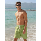 Comdecevis Men'S Linen Shorts Casual Elastic Waist Drawstring Summer Beach Vacation Yoga Golf Shorts With Pockets