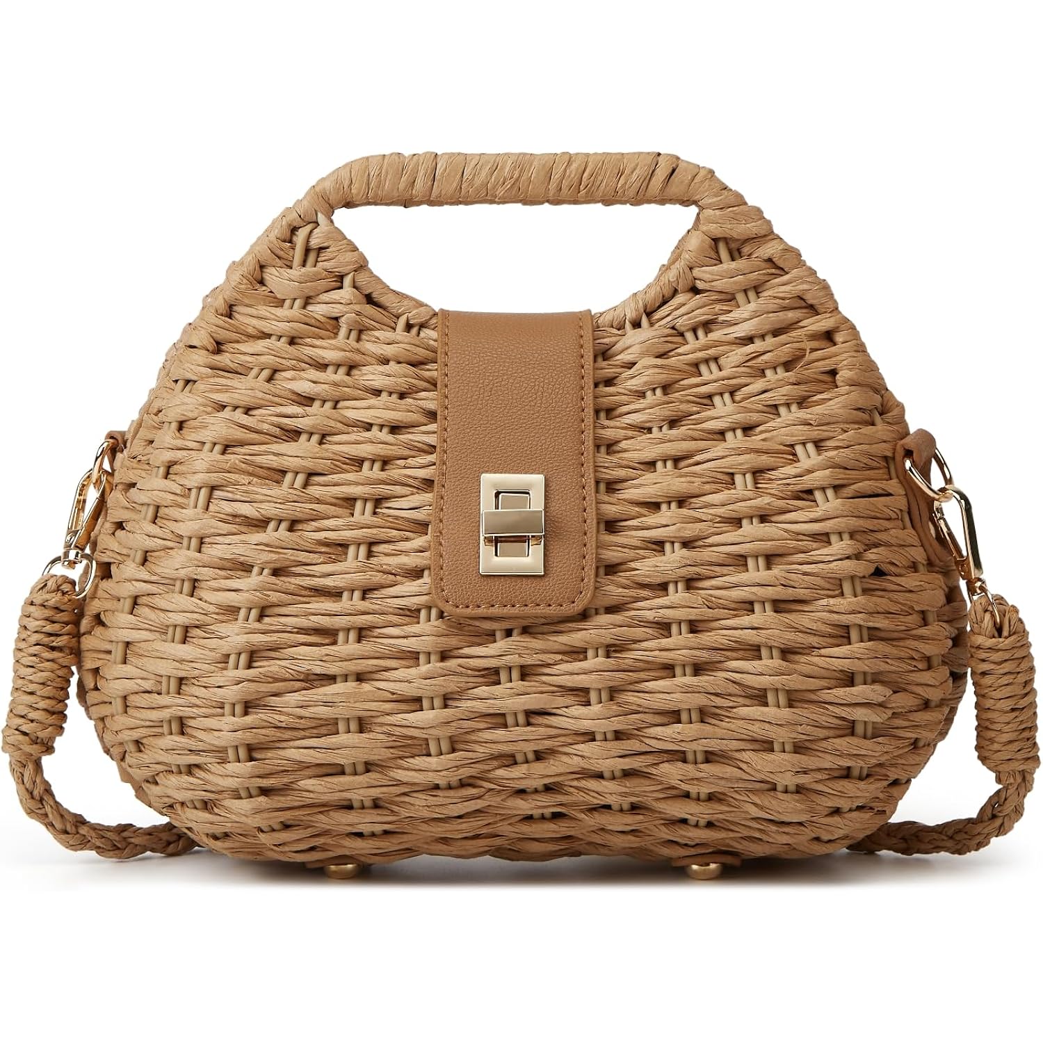 Handmade Straw Woven Bag Beach Clutch Purses Women Vacation Shell Shoulder Crossbody Summer Dumpling Handbag Basket Tote