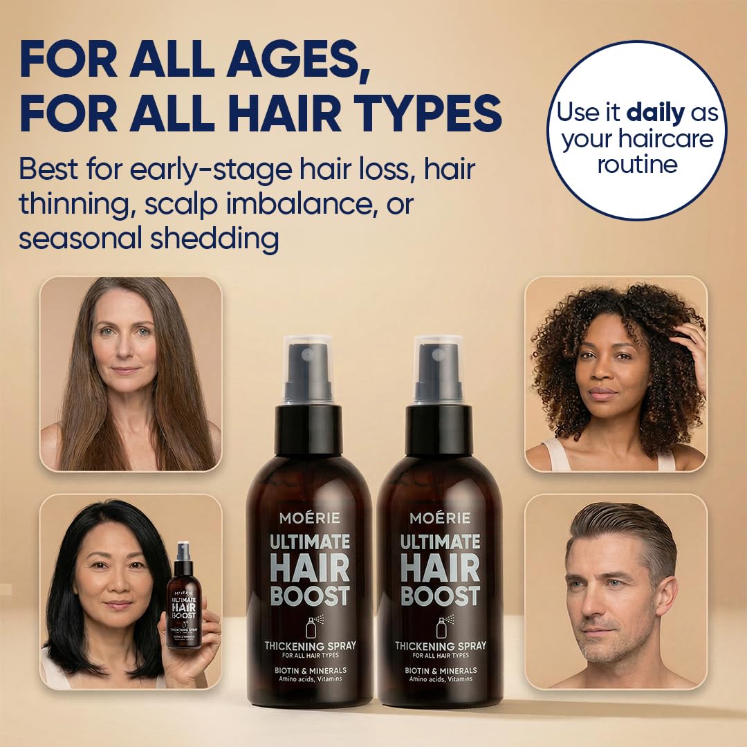 Moerie Hair Growth Serum Spray for Men and Women, Hair Loss Solution with Biotin and Rosemary, Thickening Serum for Hair Regrowth and Thinning Hair - Ultimate Scalp and Growth Care