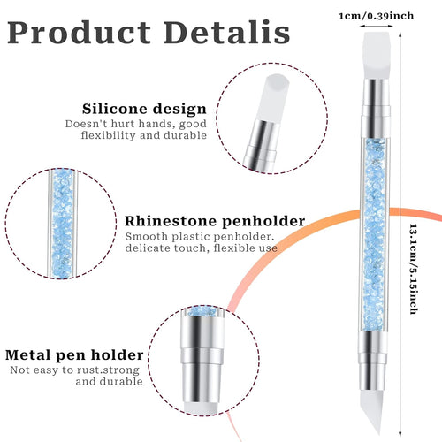 5 Pcs Nail Art Sculpture Pen Dual Tipped Silicone Nail Tools Nail Art Acrylic Pen Silicone Brushes for Resin Nail Art Tools for Design Nail Foil Carving Drawing Effect Shaping Drawing
