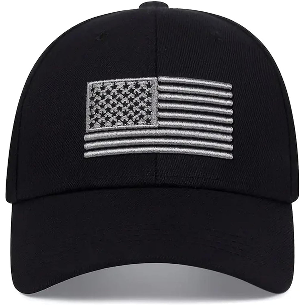 Patriotic-USA-Baseball-Caps Woman-Man-Washed-Worn-Out-Mesh-Sun-Hat for 4th July (Size M) Black
