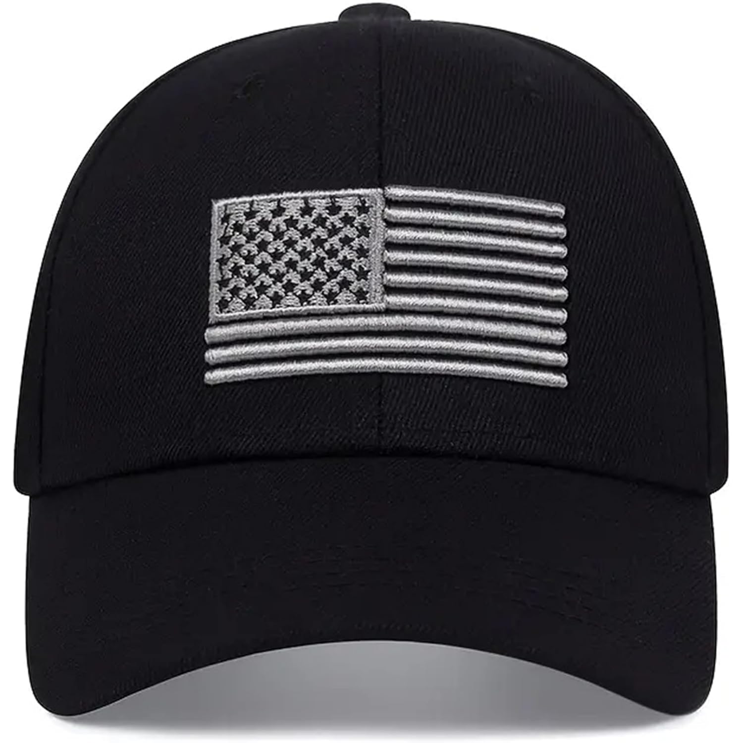 Patriotic-USA-Baseball-Caps Woman-Man-Washed-Worn-Out-Mesh-Sun-Hat for 4th July (Size M) Black