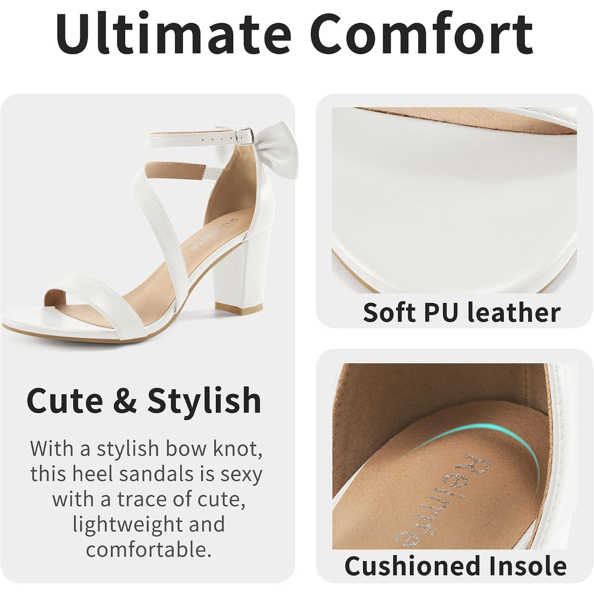 Reimferce Womens Comfortable Heels For Wedding: No Blisters & Sore Feet By 40% Better Shock Absorption During Wedding - 8-Hour Keeping Pain-Free For Brides & Bridesmaids