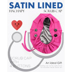 Satin Lined Scrub Cap For Women Ponytail Hair Surgical Nurse Cap 4 Buttons