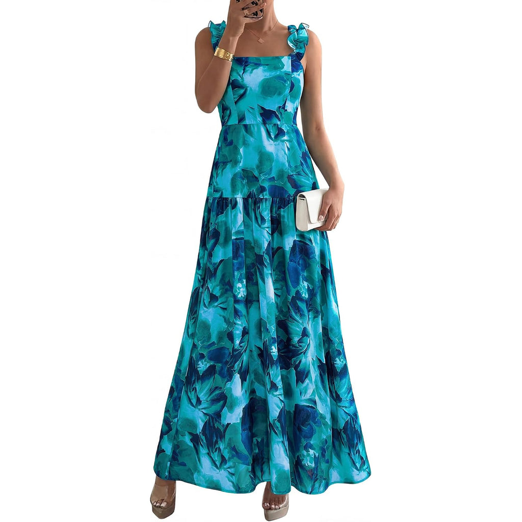 Btfbm Dresses For Women Summer 2026 Formal Sleeveless Smocked Floral Long Wedding Guest Dress Party Spring