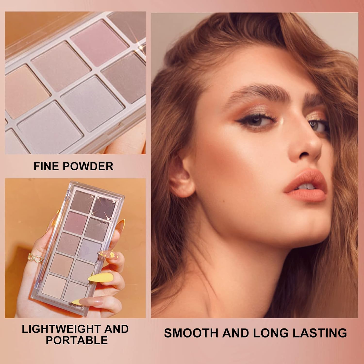 Erinde 10 Colors Matte Eyeshadow Palette, Taupe Brown Mavue Nude Eye Shadow Palette Makeup, Neutral Grey Smokey Eye Pallete, Ultra-Blendable, Long Lasting Natural Eyeshadow for Older Women, Cement