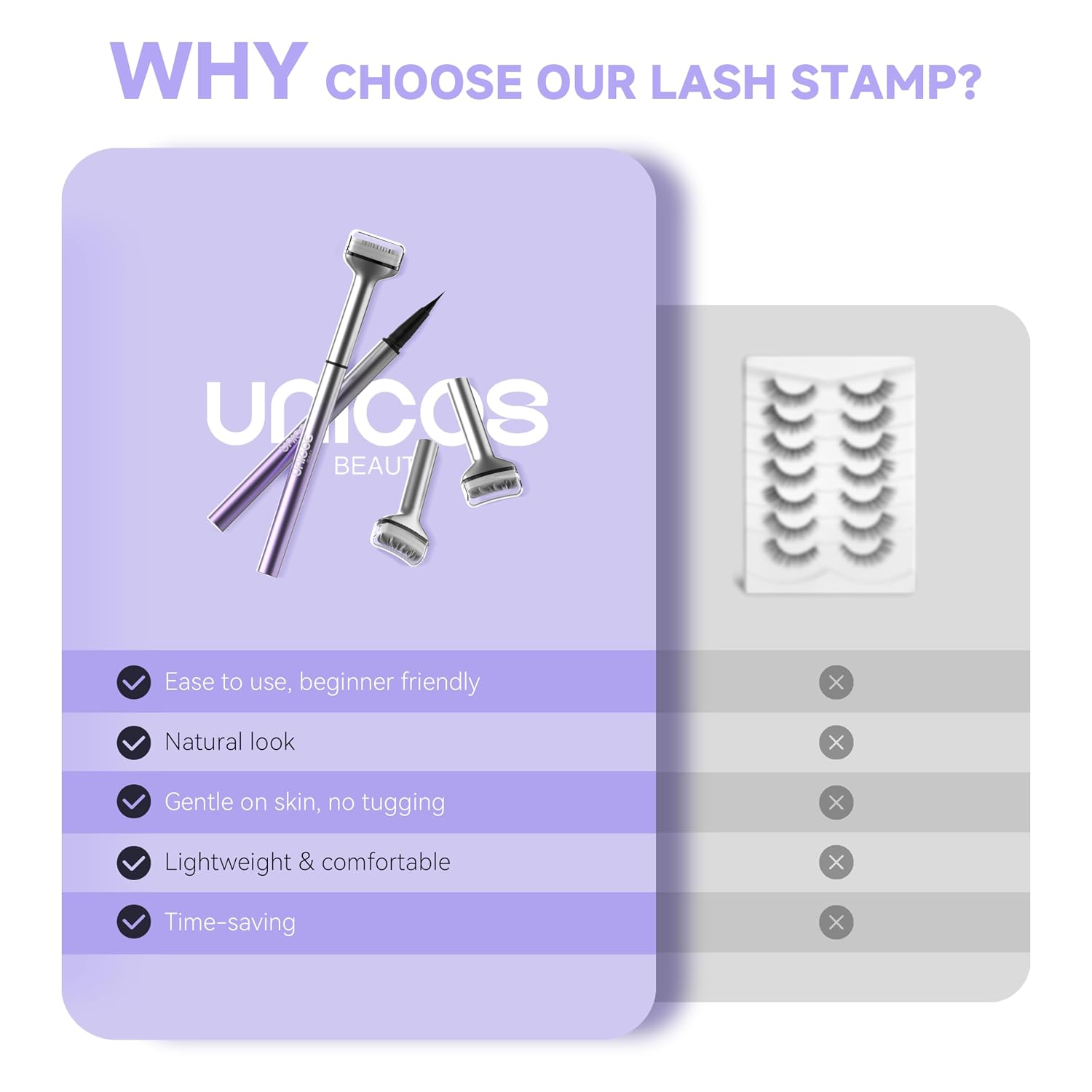 Unicos 2-In-1 Lower Lash Stamp, Bottem Lash Stamp With Ultra-Fine Eyeliner Pen, Natural Eyelash Stamp, Easy To Use, Long-Lasting, Waterproof, Smudge-Proof