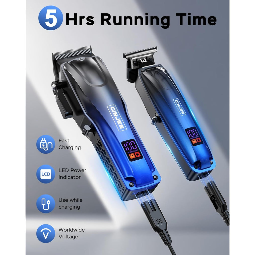 Professional Hair Clippers For Men Cordless & Corded - Rechargeable Barber Clipper & Trimmer Set With Fade Lever For Home Haircuts, Grooming Kit With Guide Combs, With Travel Case