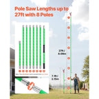 Vevor Manual Pole Saw, 3.87-27 Ft Extendable Pole Tree Pruner With Scissors, Sharp 65Mn Steel Blade, Lightweight Fiberglass Handle Pole, For High Branch Trimming, Pruning Tool For Palms And Shrubs