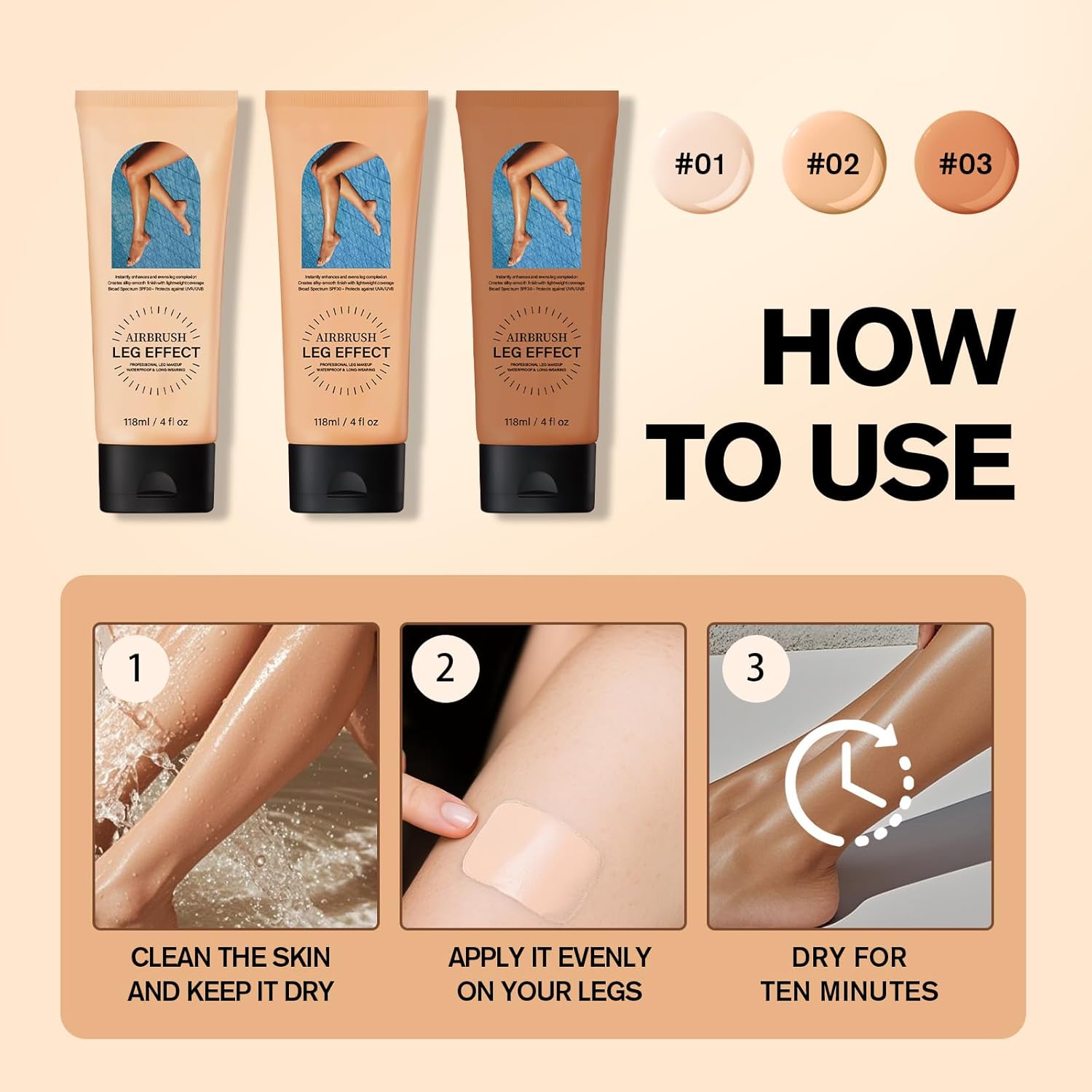 Leg Makeup Waterproof No Transfer,Flawless Legs Body Scar Tattoo Cover Up Makeup Waterproof Long Last Concealer for All Skin Tones. (01# Fairest)