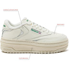 Reebok Club C Extra Platform Sneakers for Women - White Casual Tennis Women's Fashion Sneakers - Womens Shoes Size 5 to 11