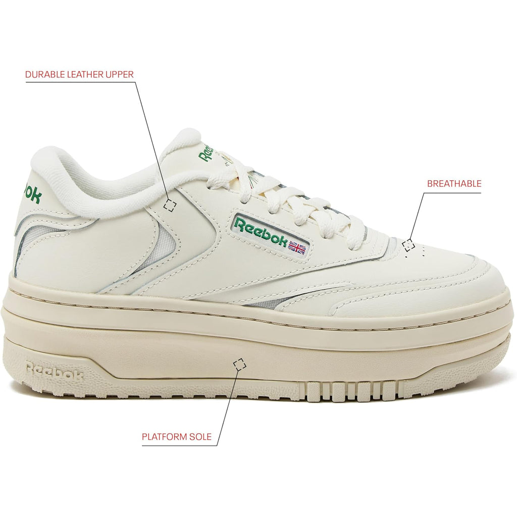 Reebok Club C Extra Platform Sneakers for Women - White Casual Tennis Women's Fashion Sneakers - Womens Shoes Size 5 to 11