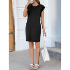 Wenrine Womens Summer T Shirt Dress Casual Cap Sleeve Crewneck Loose Shift Mini Dresses