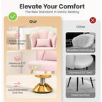 Petal Makeup Vanity Chair With Back, Flower Chair Comfy No Wheels For Girls Women, Makeup Chair With Golden Metal Legs & Lumbar Pillow For Living Room/Makeup Room/Bedroom/Home Office - Pink