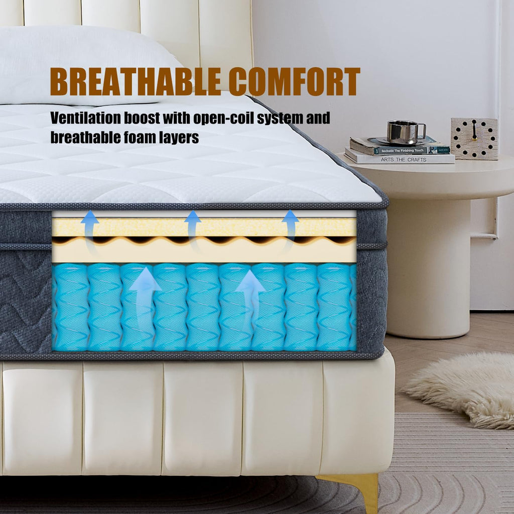 Twin Size Mattress 10 Inch,Twin Mattress In A Box For Cool Sleep Gel Memory Foam Hybrid Bed Mattresses Individual Pocket Springs,Soft&Breathable Comfort Support,Medium Firm Feel,Motion Isolation