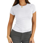 Abardsion Women Casual Raglan Sleeve Slim Fit T Shirts - 2026 Summer Crewneck Short Sleeve Basic Going Out Tops Workout