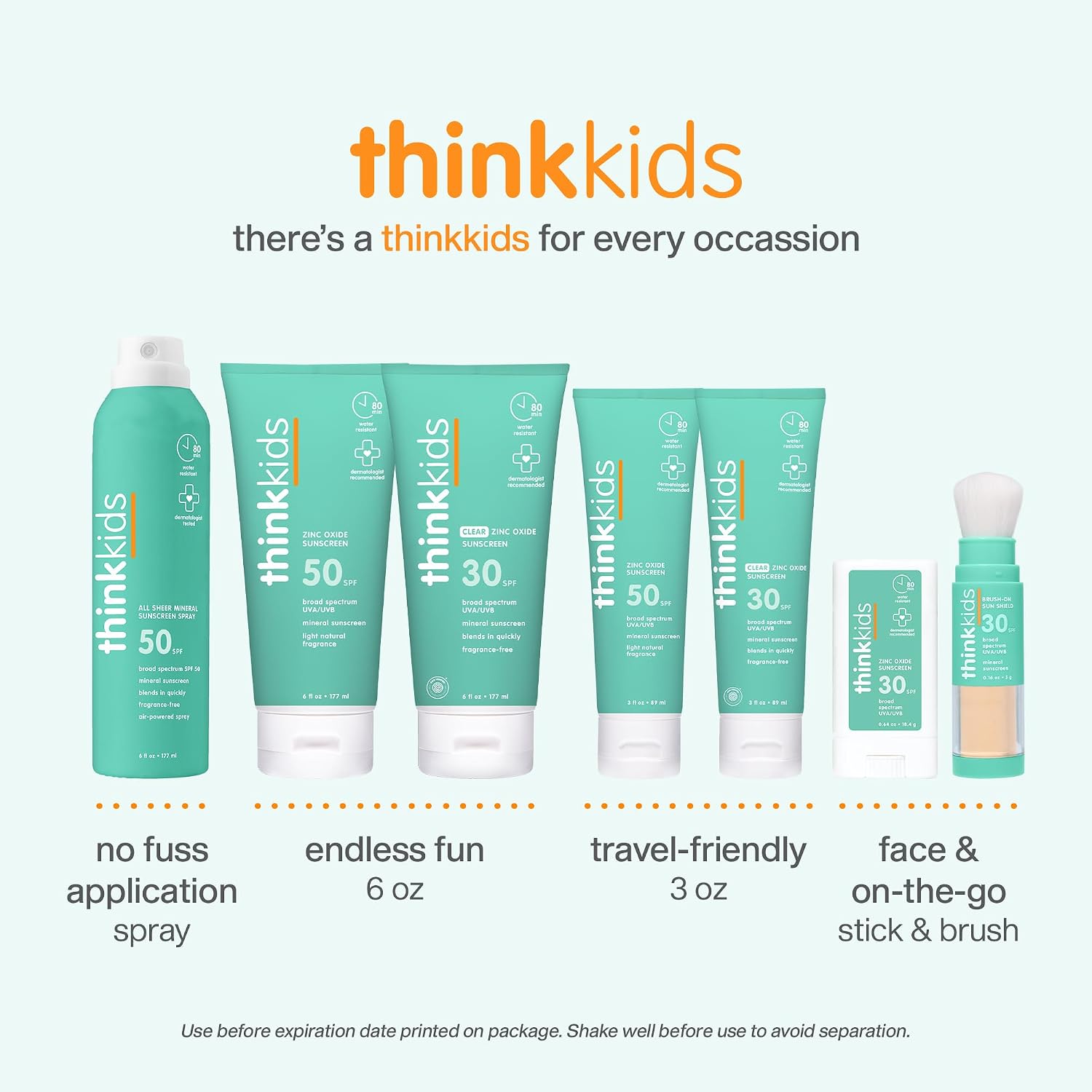 Thinkkids Spf 50+ Mineral Sunscreen, 6 Fl Oz – Safe, Natural Baby Mineral Sunscreen For Children - Water Resistant Sun Cream – Broad Spectrum Uva/Uvb Sun Protection – Reef Safe