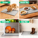 Aisslro Under Sink Mat 22" X 19", Waterproof Silicone Cabinet Organizer Protector with Raised Edge, Kitchen & Bathroom Leak Tray, Shelf Liner & Pet Feeding Mat for Dog Cat Food Mats, Gray