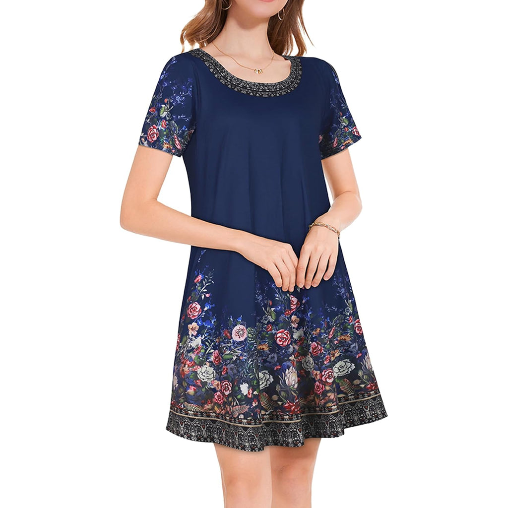 Joligal Summer Dresses For Women Casual Short Sleeve Sundress Scoop Neck Beach T Shirt Dress With Pockets 2026