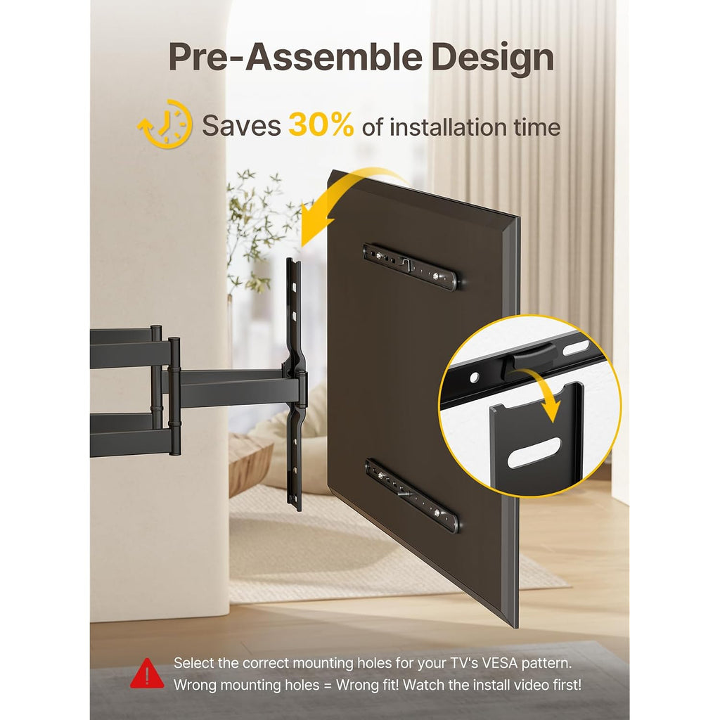 Montek Ultra Slim Tv Wall Mount For 43-90 Inch Tvs | 1.1" Thin Low Profile Full Motion Bracket | Dual Swivel Articulating Arms With Tilt | Max Vesa 600X400Mm | Holds 132Lbs | Fits 16"/18" Studs
