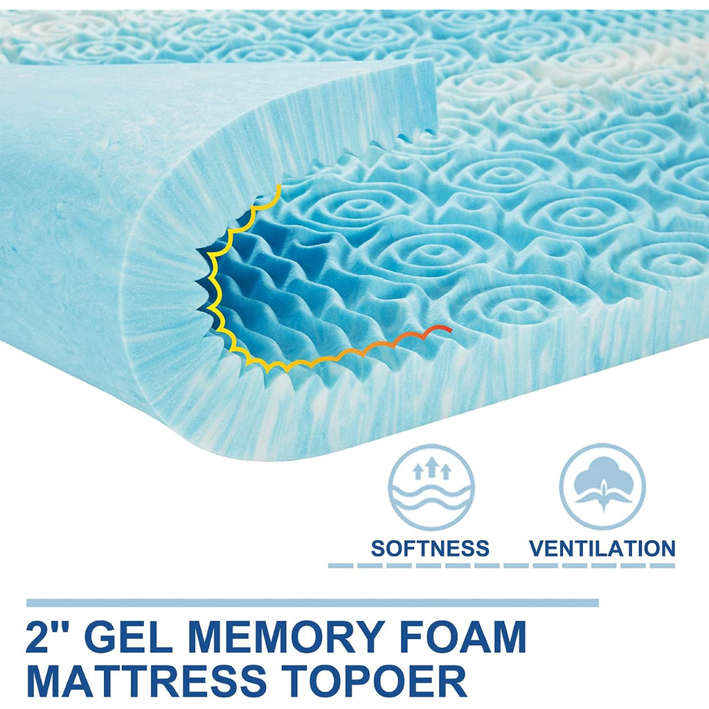 Sinweek 2 Inch Mattress Topper 5-Zone Memory Foam Mattress Topper Pressure Relief Soft Mattress Pad, Certipur-Us Certified, Twin Size Blue