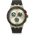 Swatch Chrono 42 Unisex Watch Dress Stainless Steel Beige Quartz Waterproof Obsidian Ink
