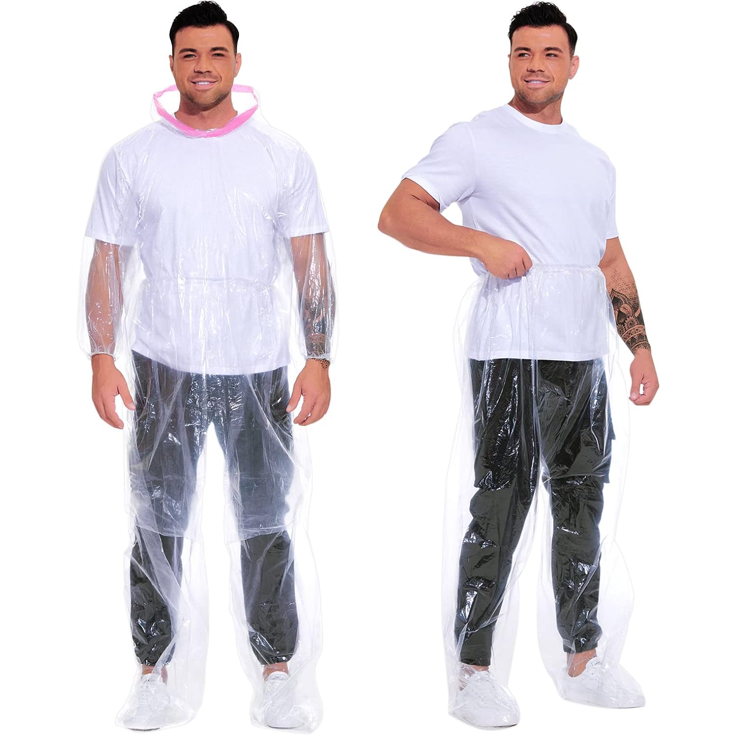 Raincoat Set Disposable 2 Pack Plus Size Adult Rain Ponchos With Hood Rain Coats Emergency Waterproof Rainpants Suit
