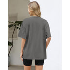 Lomon Oversized Graphic T Shirts For Women Short Sleeve Crewneck Summer Tops Loose Casual Basic Tees