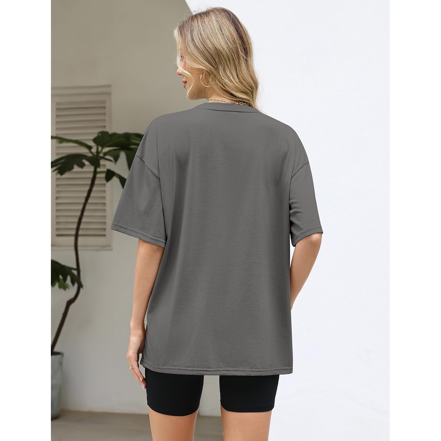 Lomon Oversized Graphic T Shirts For Women Short Sleeve Crewneck Summer Tops Loose Casual Basic Tees