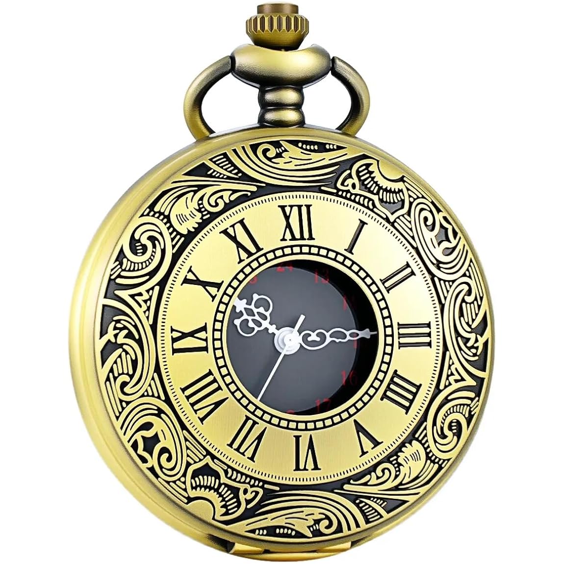 Lymfhch Vintage Pocket Watch Roman Numerals Scale Quartz Pocket Watches With Chain Christmas Graduation Birthday Gifts Fathers Day