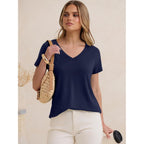 ANRABESS Womens Tops Short Sleeve V Neck Shirts Summer Basic Tee Trendy Cute Tshirts 2026 Spring Casual Outfits