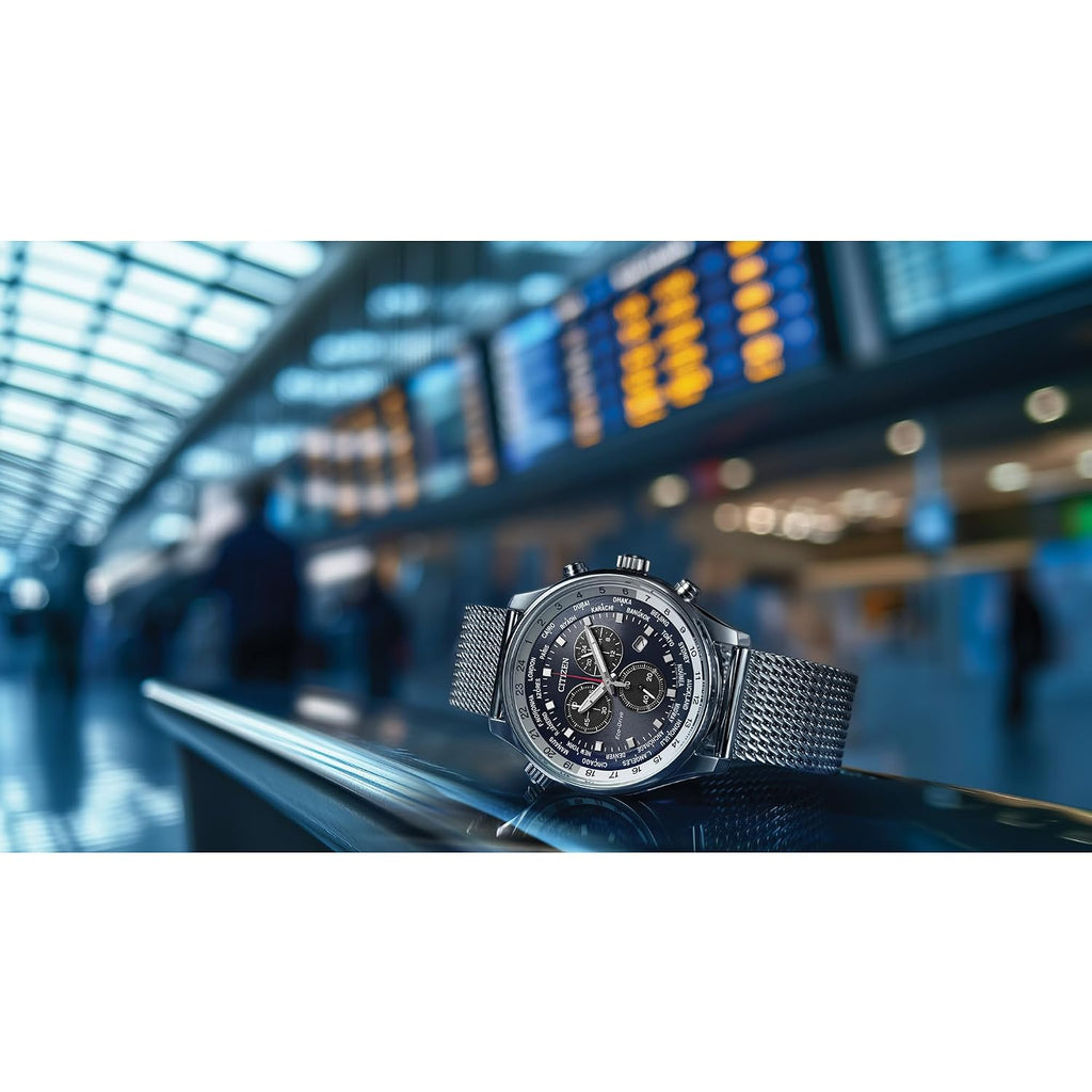 Citizen Men'S Sport Luxury Eco-Drive Chronograph Watch, 12/24 Hour Time, Date, 100 Meters Water Resistant, Stainless Steel