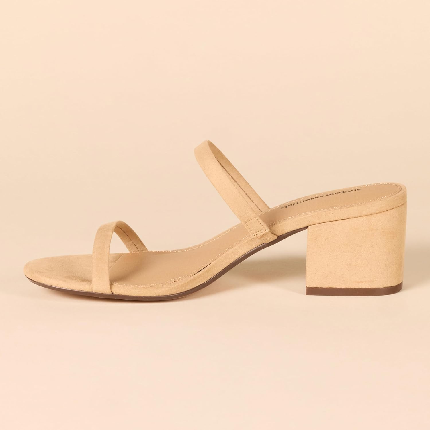 Amazon Essentials Women's Thin Two Strap Chunky Heeled Slide