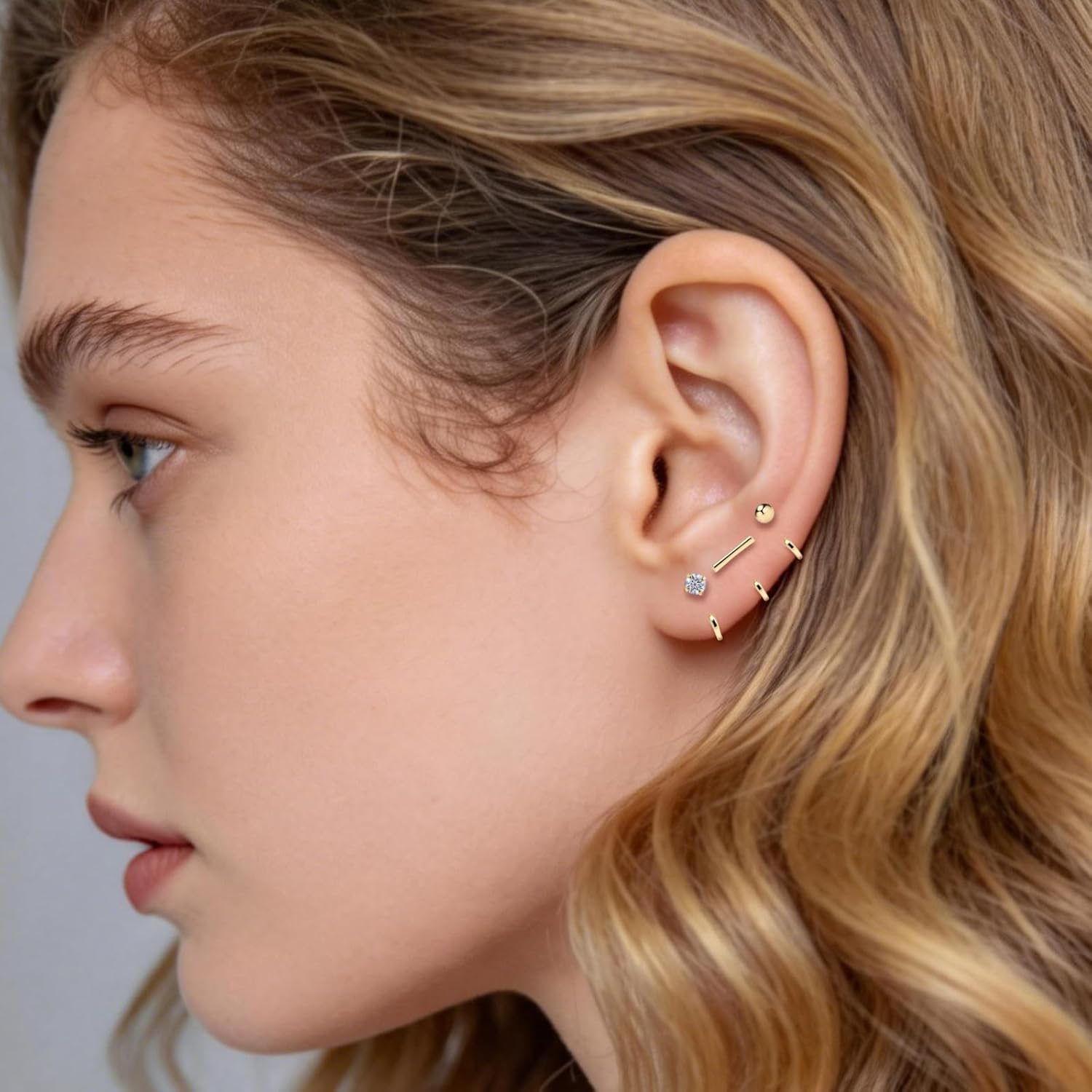 925 Sterling Silver 14K Gold Plated Huggie Half Hoop Earrings — Sleep-Friendly Poke-Free Hypoallergenic Stackable Earring — Comfortable & All Day Wear