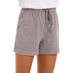 Women Casual Shorts Drawstring Comfy Elastic Waist Shorts Summer Pull On Short with Pockets(S-2XL)
