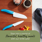 Kyocera Revolution 2-Pc Ceramic Knife Set: 5.5” Santoku & 4.5” Utility | Kyocera Revolution Ceramic Knife Duo: 5.5” Santoku & 4.5” Utility Blades For Precise Slicing, Trimming, And Daily Meal Prep