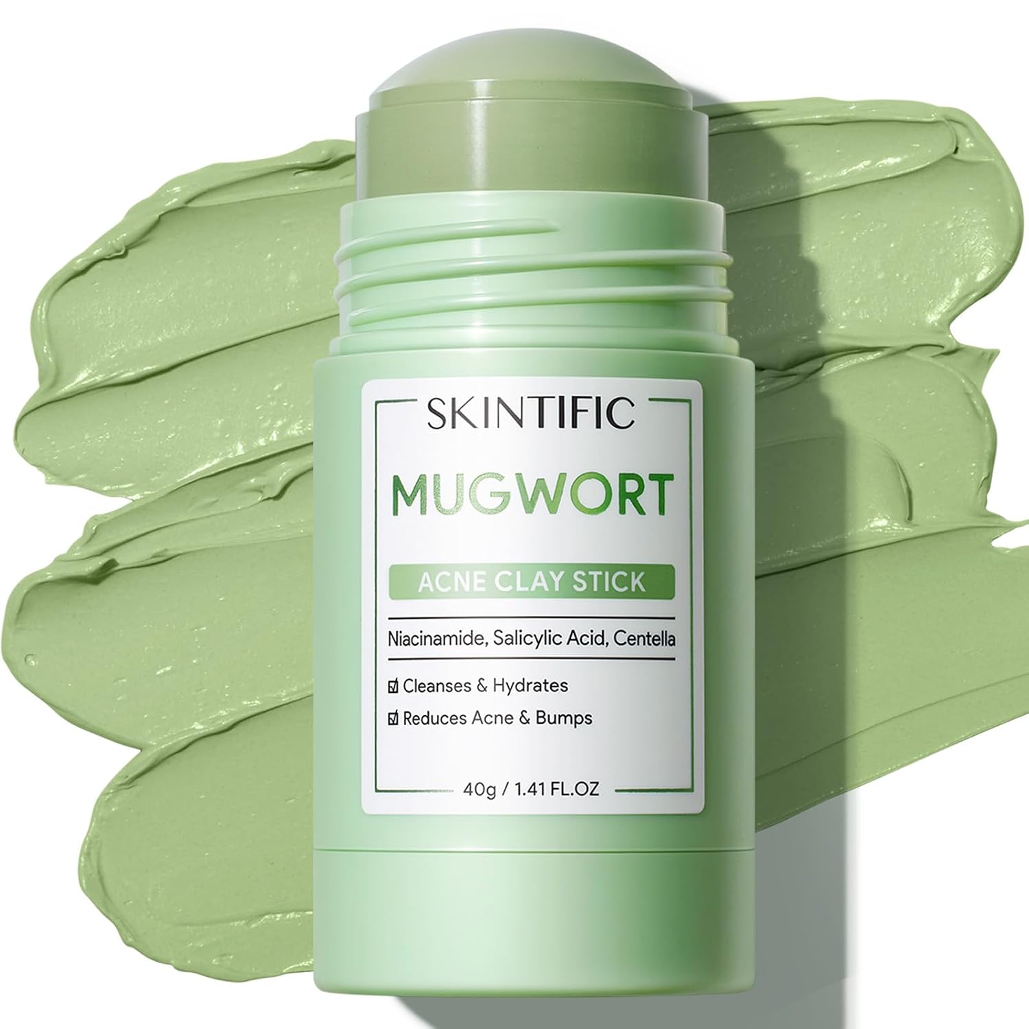 Skintific Mugwort Clay Stick Mask For Face, Redness Soothing & Breakout Control With Centella And Salicylic Acid, Gentle Exfoliating, Vegan Skincare, Wash-Off Facial Mud Mask