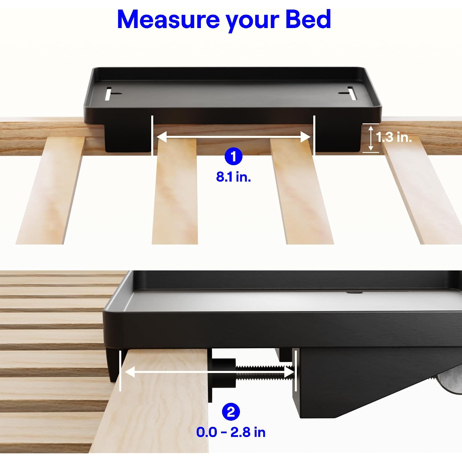 Bedshelfie Bedside Shelf For Dorm Room Bunk Bed & Top Bunk, College Dorm Room Essentials, Bedside Caddy, Clip On Floating Desk Tray, Bed Side Table Storage, Loft Nightstand Decor - Cable Catch, Black