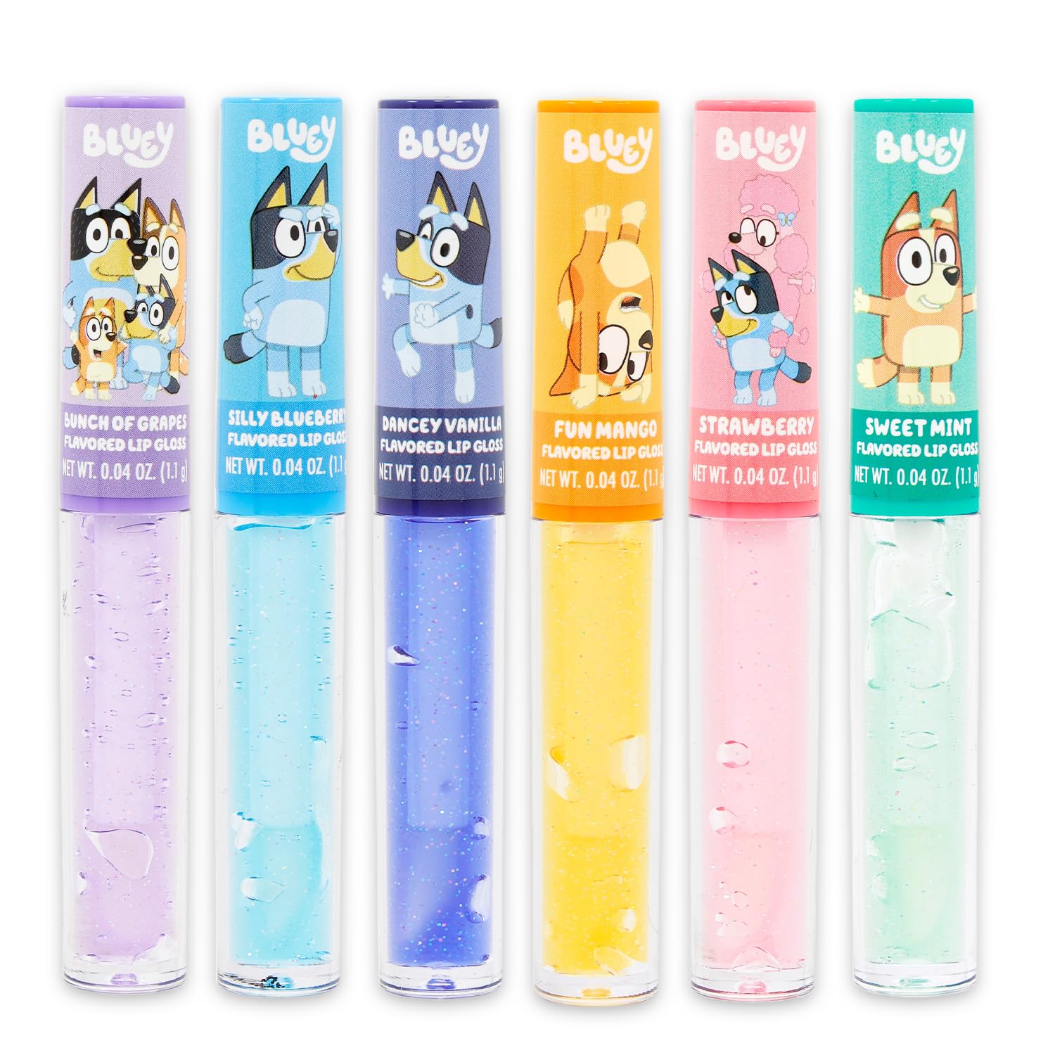 Bluey Lip Gloss Bundle for Girls – 6 Pack of Glosses for Lips in Assorted Flavors Plus Stickers, More | Bluey Party Favors for Kids | Bluey Lip Gloss
